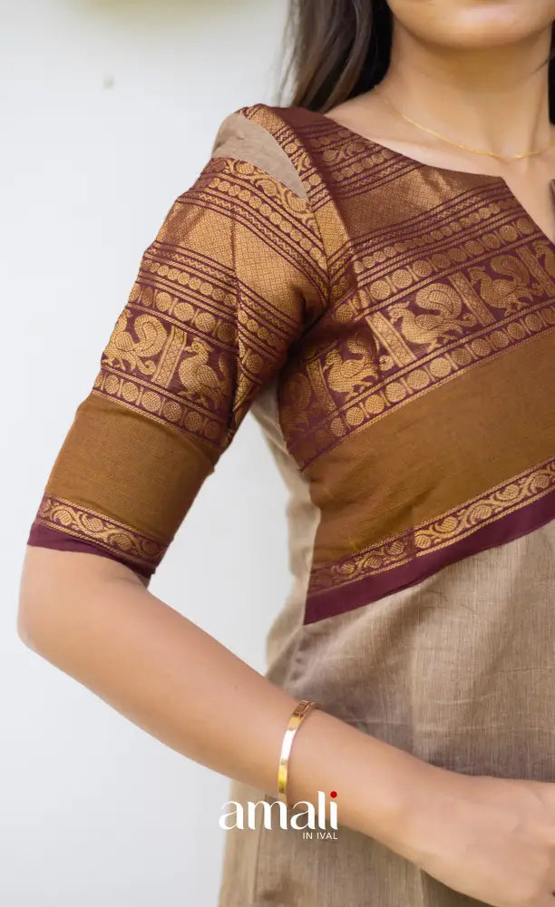 Meera Cotton Salwar Light Brown shade and Maroon tone Plus Size salwar