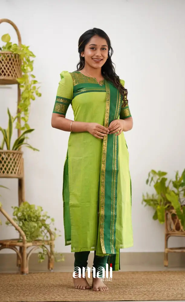 Meera Cotton Salwar - Light Green Salwar