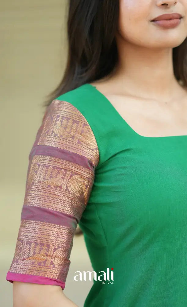 Meera Cotton Salwar - Light Green and Pink salwar