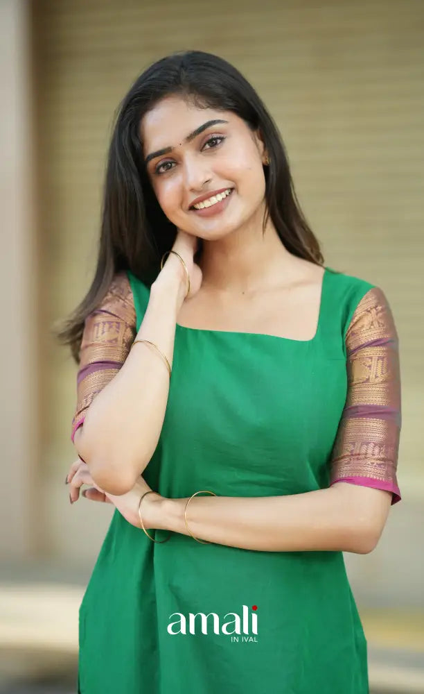 Meera Cotton Salwar - Light Green and Pink salwar