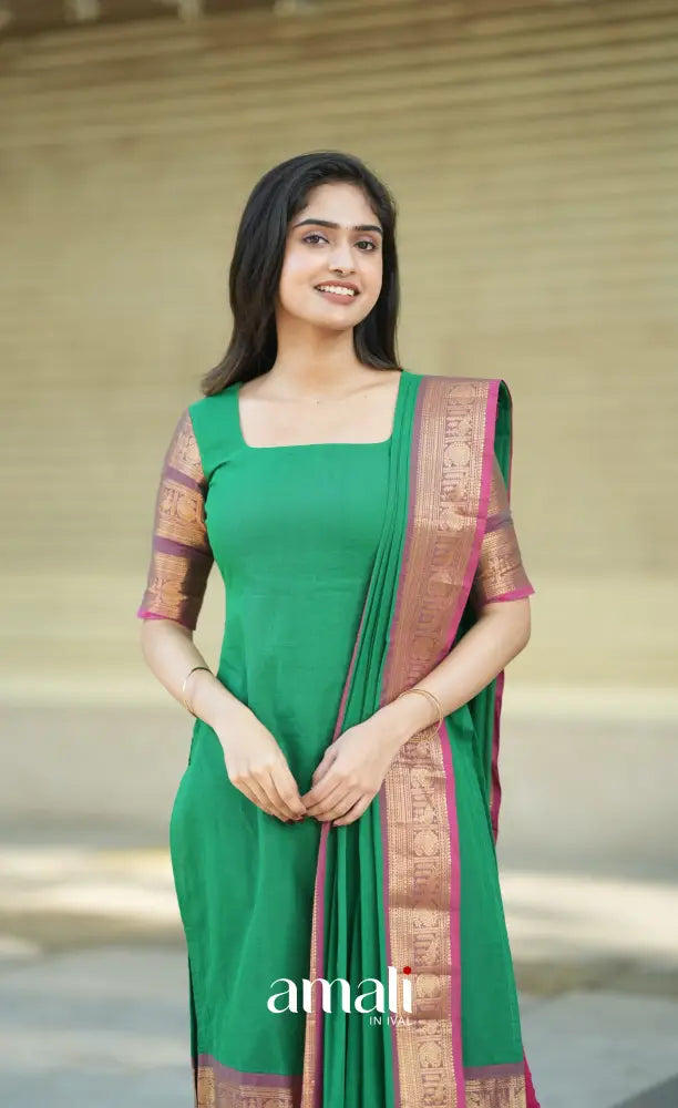 Meera Cotton Salwar - Light Green and Pink salwar