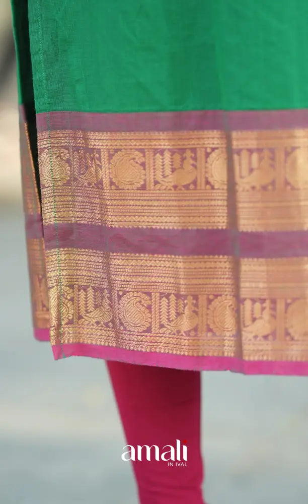 Meera Cotton Salwar - Light Green and Pink salwar