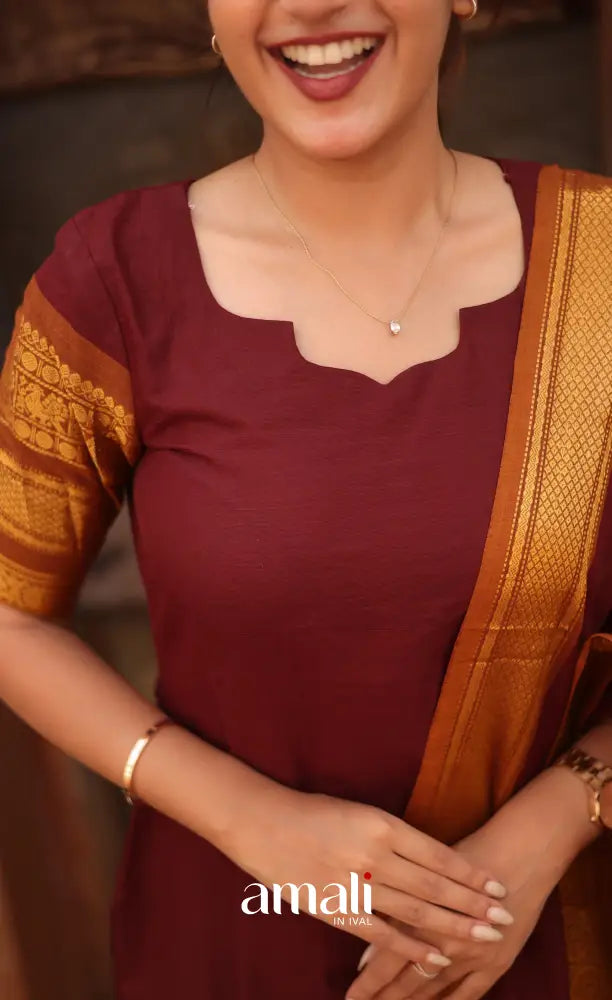 Meera Cotton Salwar - Maroon and Mustard salwar