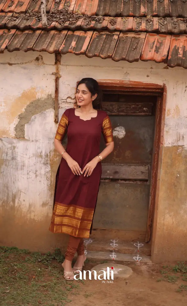 Meera Cotton Salwar - Maroon and Mustard salwar