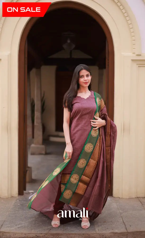 Meera Cotton Salwar - Mauve and Brownish Magenta salwar