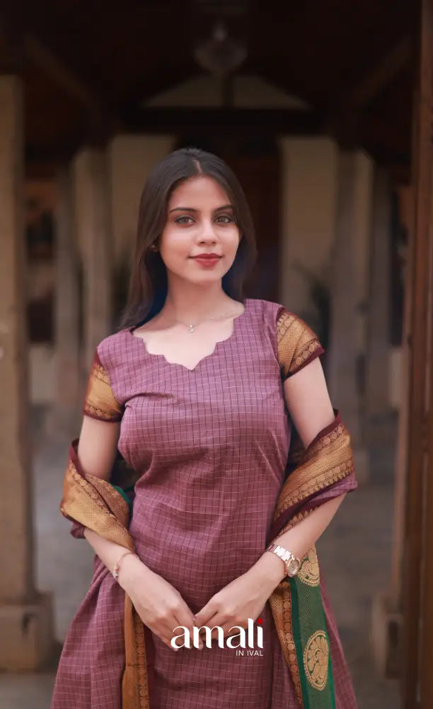 Meera Cotton Salwar - Mauve and Brownish Magenta salwar