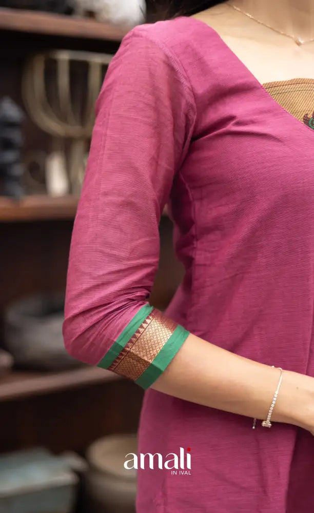 Meera Cotton Salwar Mauve Pink and Green Tone salwar