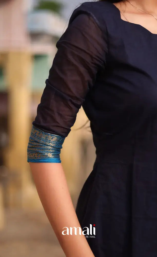 Meera Cotton Salwar - Navy Blue and Light Blue salwar