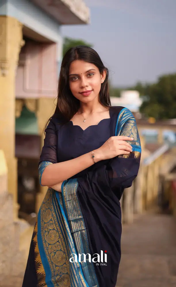 Meera Cotton Salwar - Navy Blue and Light Blue salwar