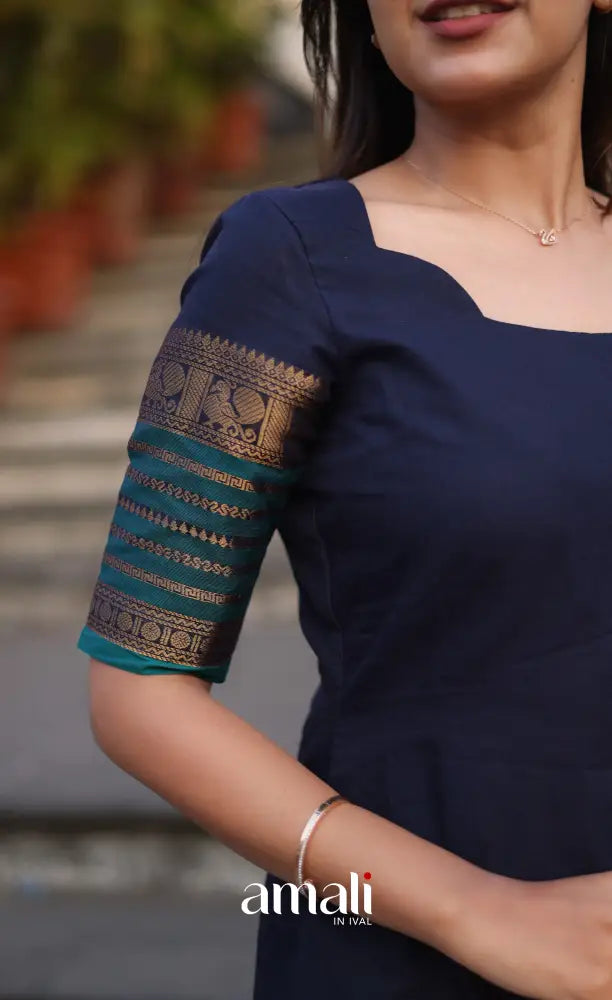 Meera Cotton Salwar - Navy Blue and Peacock Blue salwar