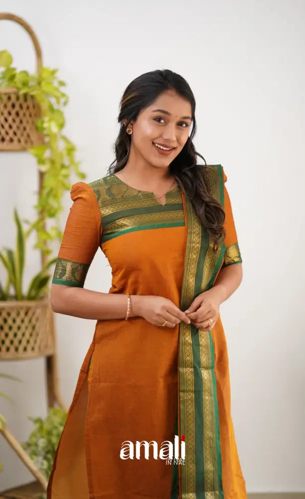 Meera Cotton Salwar - Orange Salwar