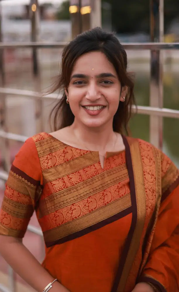 Meera Cotton Salwar - Orange and Brownish Maroon. salwar