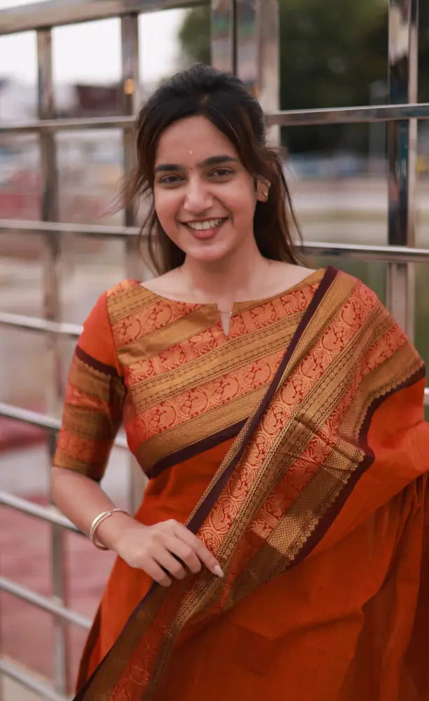 Meera Cotton Salwar - Orange and Brownish Maroon. salwar