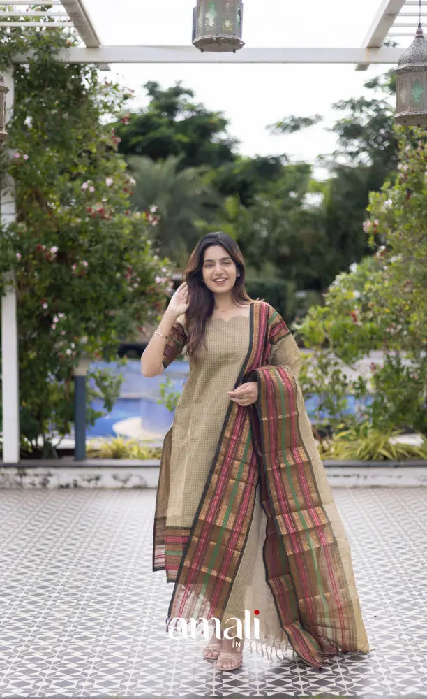 Meera Cotton Salwar Pastel Green and Dark Olive Green Tone Plus Size salwar