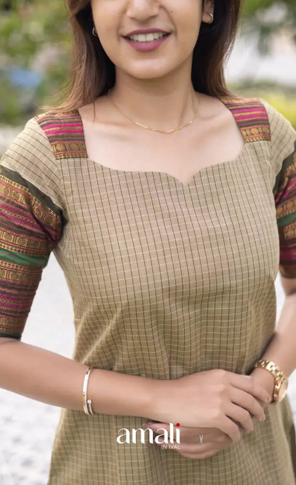 Meera Cotton Salwar Pastel Green and Dark Olive Green Tone Plus Size salwar