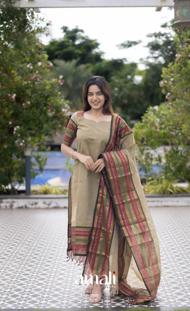 Meera Cotton Salwar Pastel Green and Dark Olive Green Tone Plus Size salwar