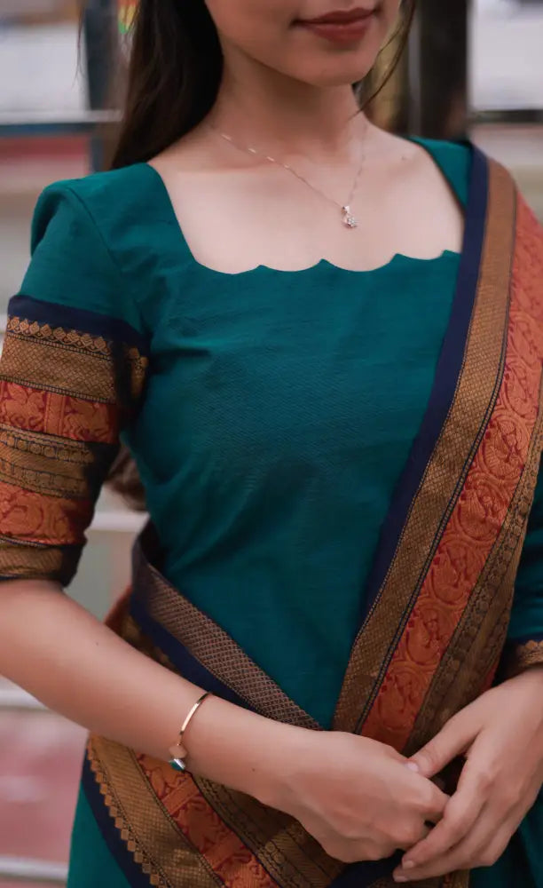 Meera Cotton Salwar - Peacock Blue and Navy Blue. salwar