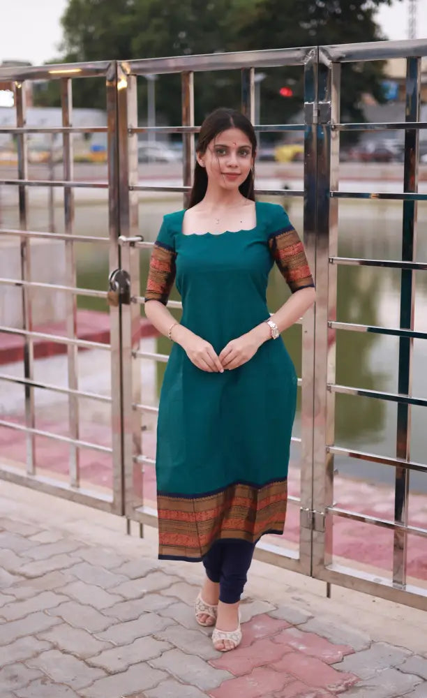 Meera Cotton Salwar - Peacock Blue and Navy Blue. salwar