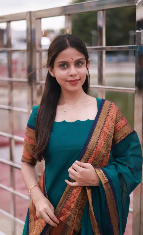 Meera Cotton Salwar - Peacock Blue and Navy Blue. salwar