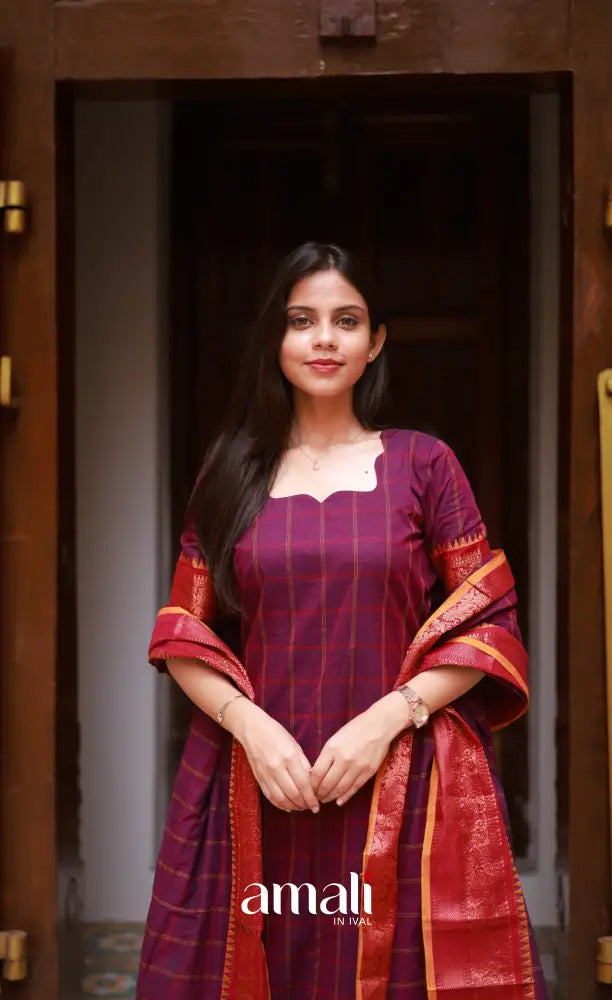 Meera Cotton Salwar - Pink and Orangish Mustard salwar