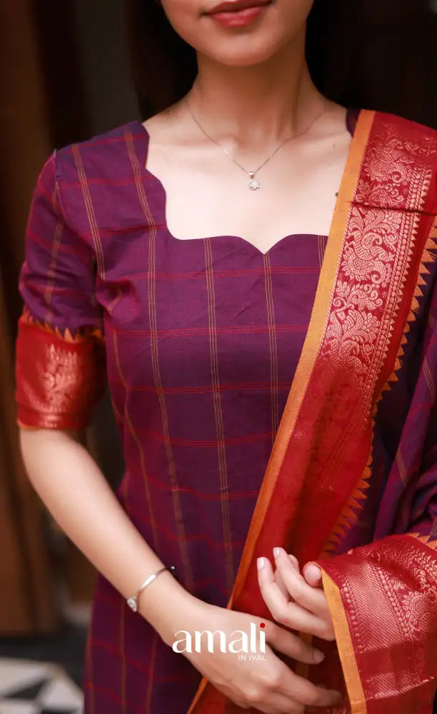 Meera Cotton Salwar - Pink and Orangish Mustard salwar