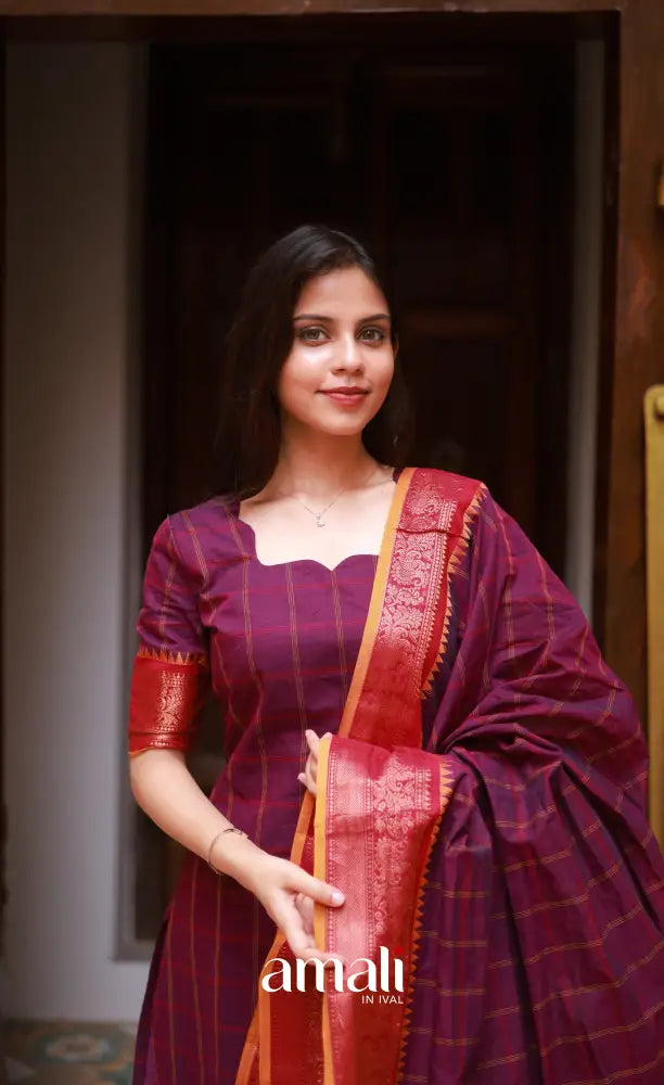 Meera Cotton Salwar - Pink and Orangish Mustard salwar