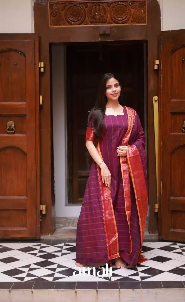 Meera Cotton Salwar - Pink and Orangish Mustard salwar