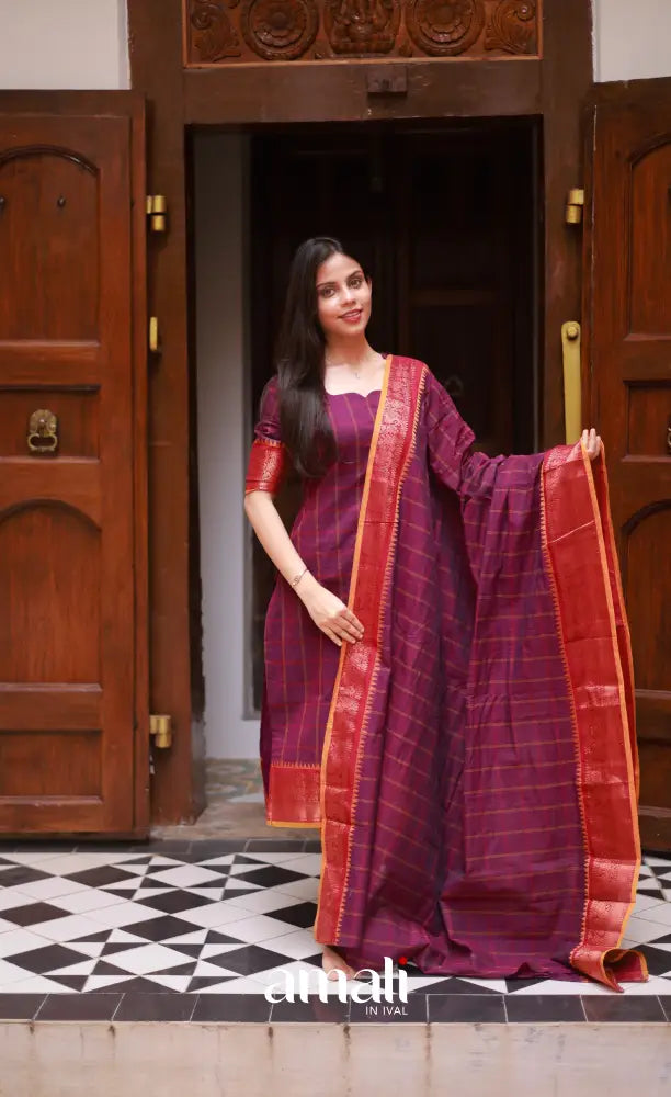 Meera Cotton Salwar - Pink and Orangish Mustard salwar