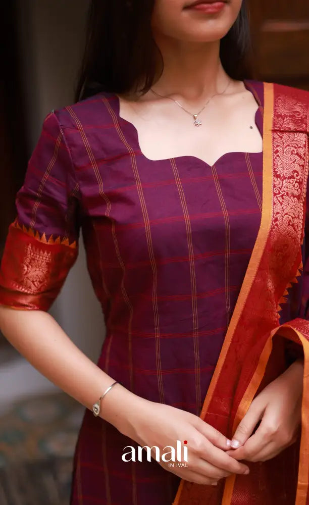 Meera Cotton Salwar - Pink and Orangish Mustard salwar