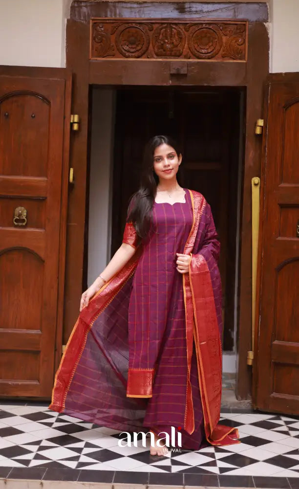 Meera Cotton Salwar - Pink and Orangish Mustard salwar