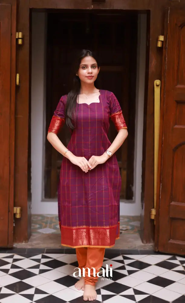 Meera Cotton Salwar - Pink and Orangish Mustard salwar