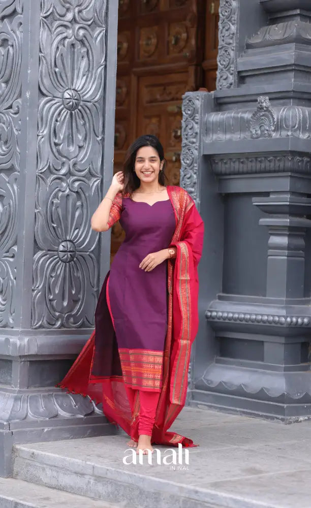 Meera Cotton Salwar - Purple and Pink salwar