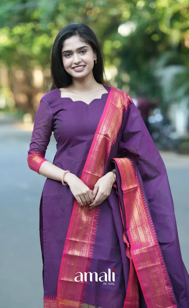 Meera Cotton Salwar - Purple and Pink salwar