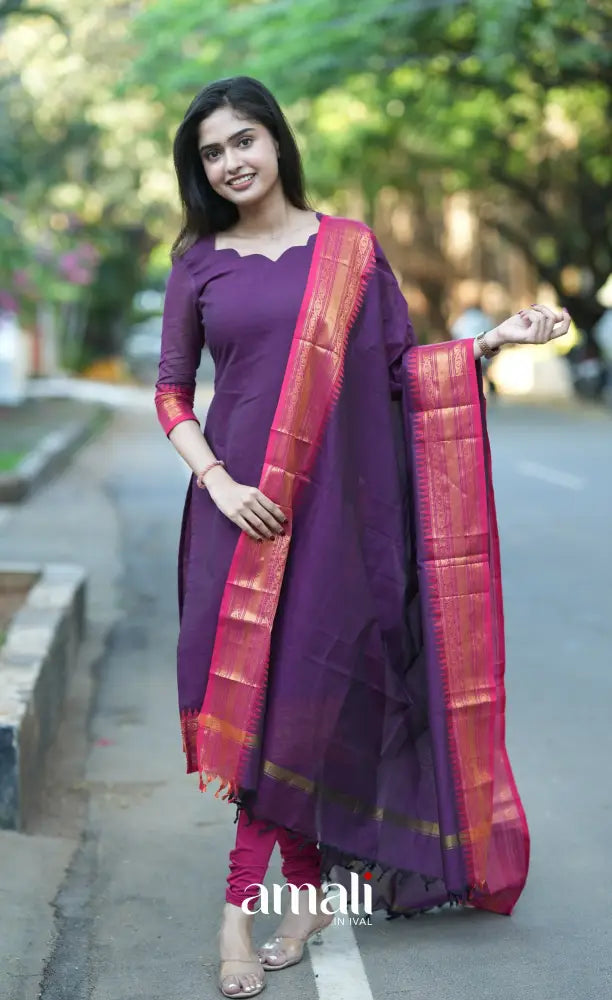 Meera Cotton Salwar - Purple and Pink salwar