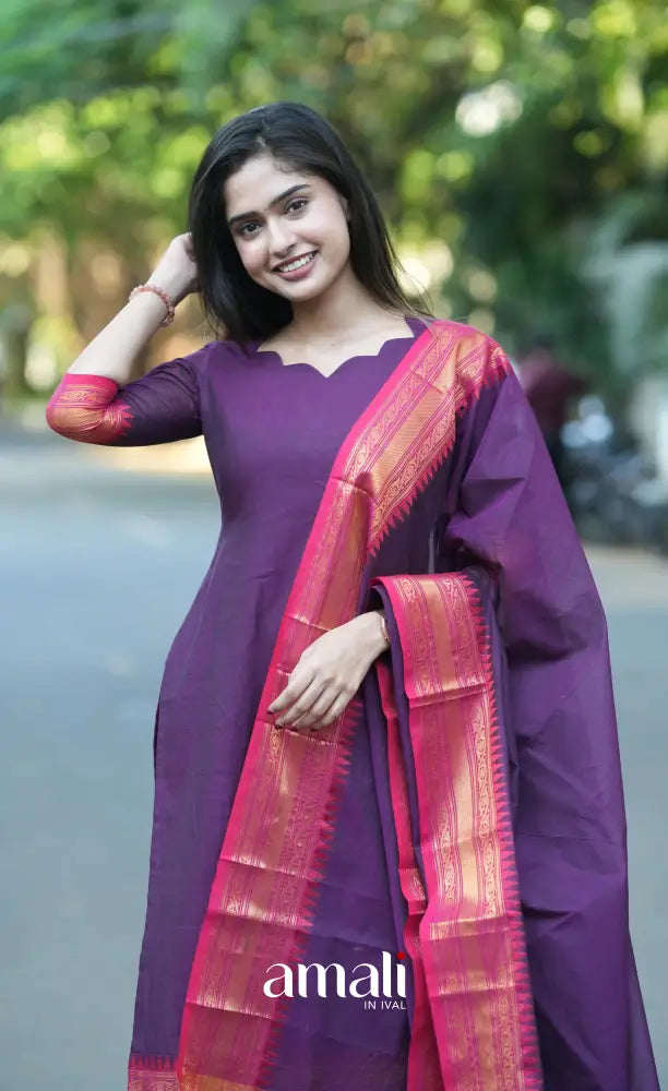 Meera Cotton Salwar - Purple and Pink salwar