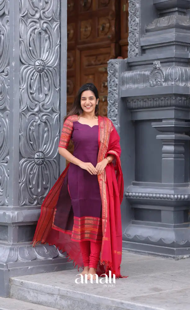 Meera Cotton Salwar - Purple and Pink salwar