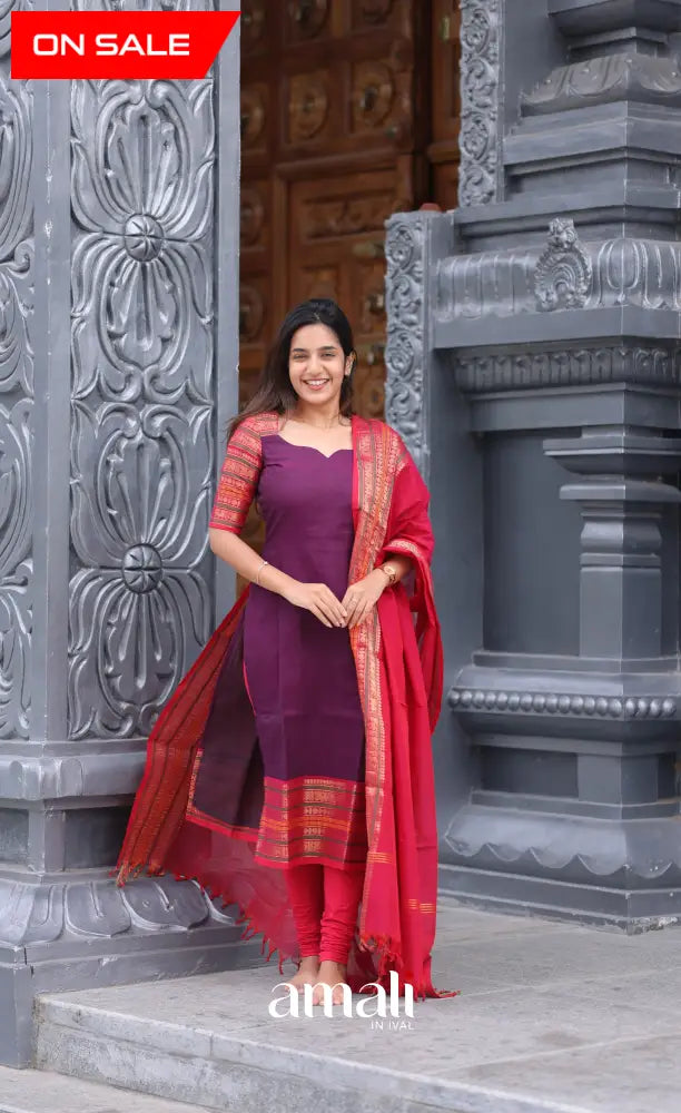 Meera Cotton Salwar - Purple and Pink salwar