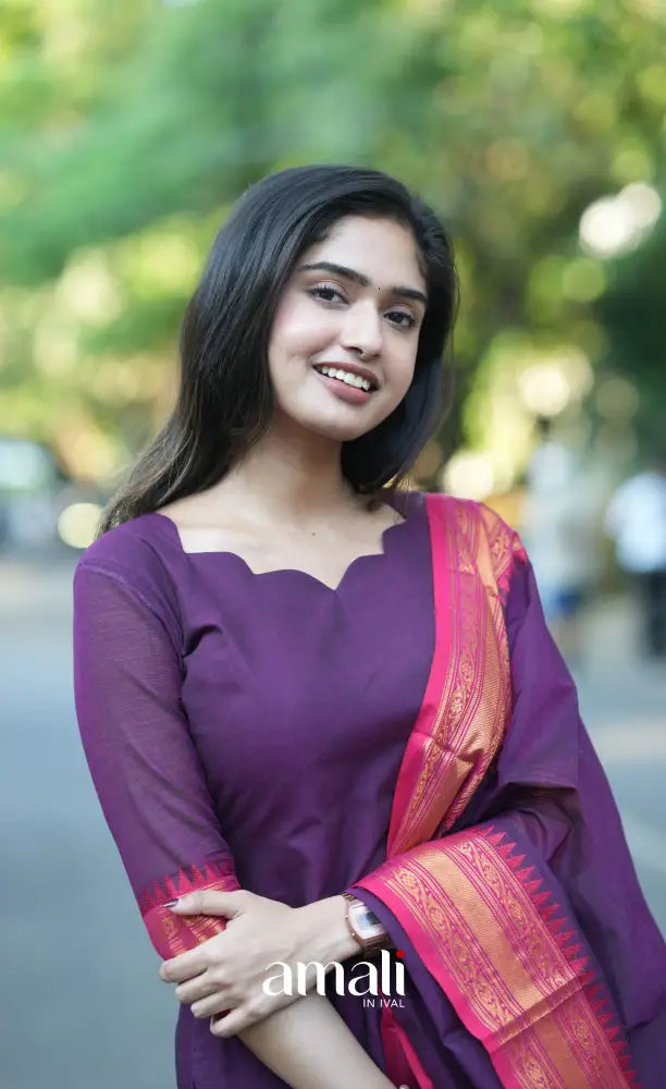 Meera Cotton Salwar - Purple and Pink salwar