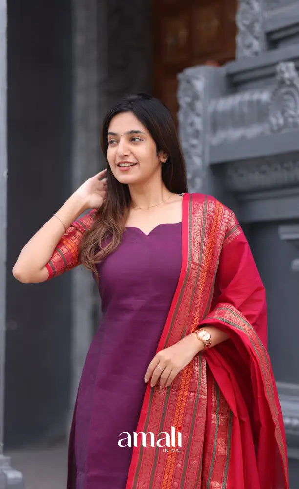 Meera Cotton Salwar - Purple and Pink salwar