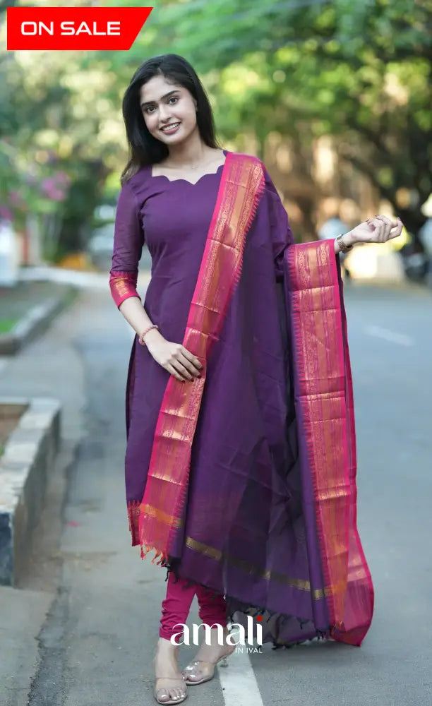 Meera Cotton Salwar - Purple and Pink salwar