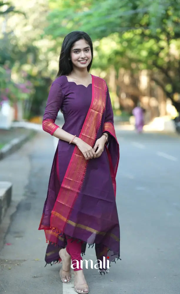 Meera Cotton Salwar - Purple and Pink salwar