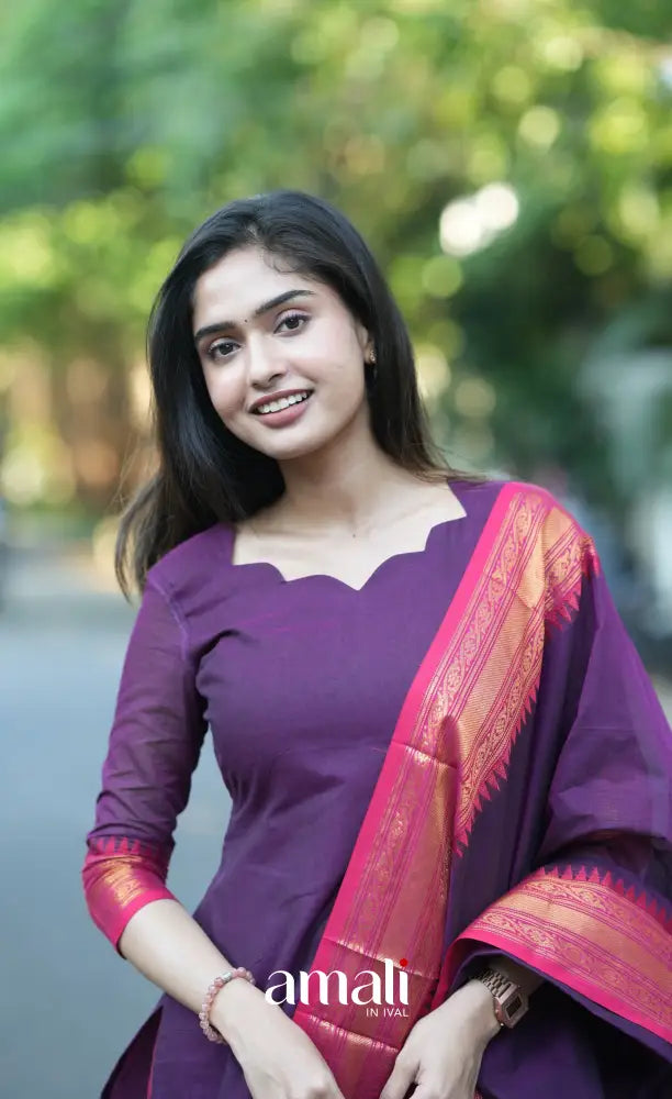 Meera Cotton Salwar - Purple and Pink salwar