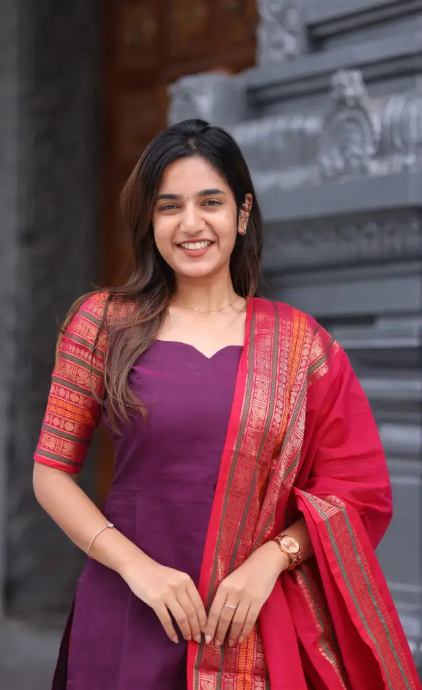 Meera Cotton Salwar - Purple and Pink salwar