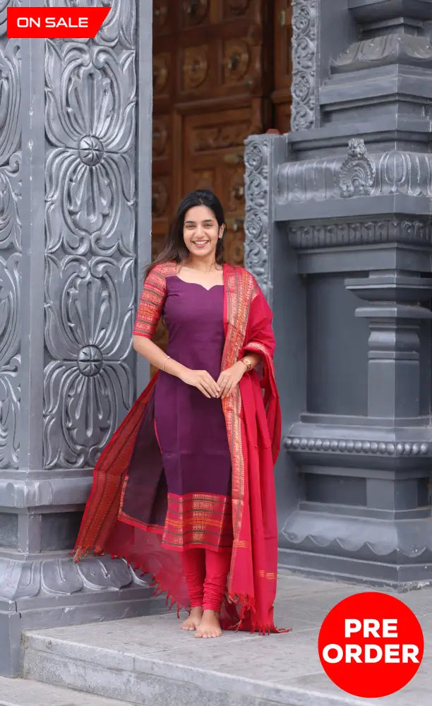 Meera Cotton Salwar - Purple and Pink salwar