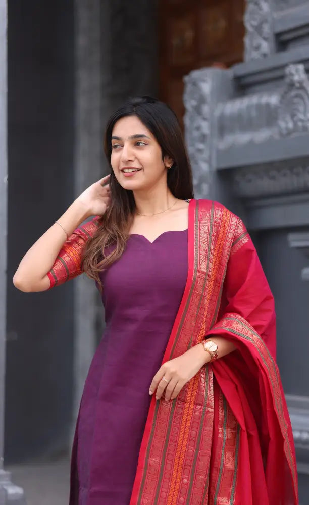 Meera Cotton Salwar - Purple and Pink salwar