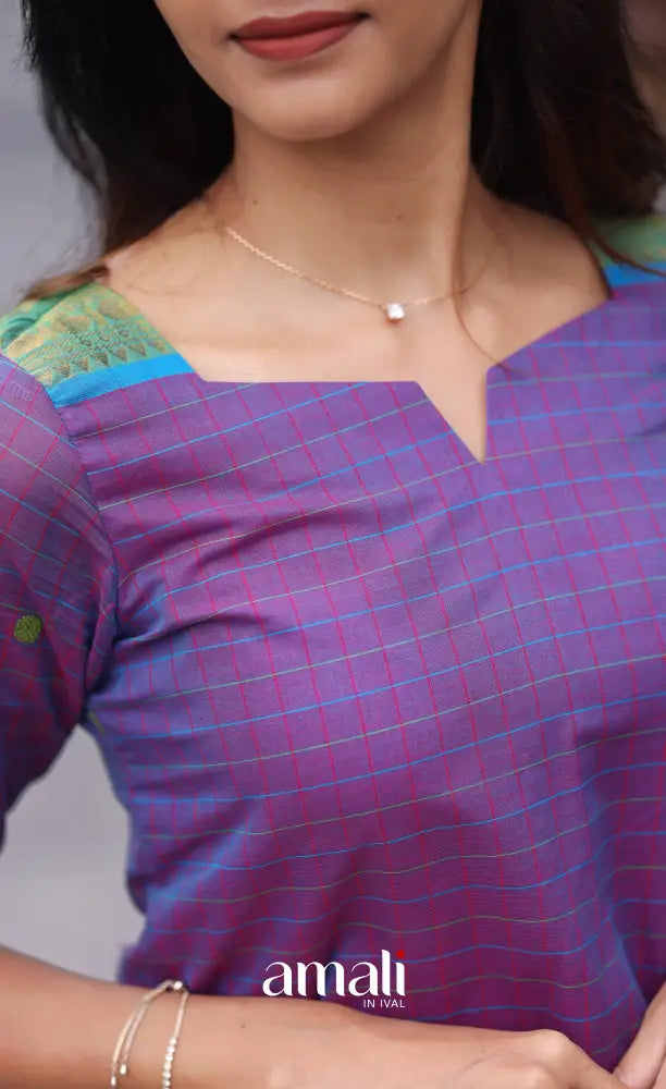 Meera Cotton Salwar Purple shade and Sky Blue tone salwar