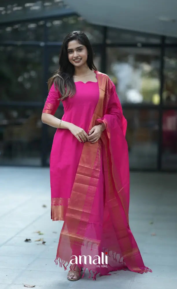 Meera Cotton Salwar - Rani Pink salwar