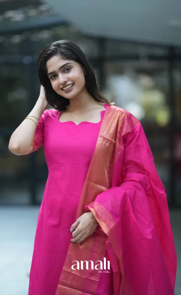 Meera Cotton Salwar - Rani Pink salwar