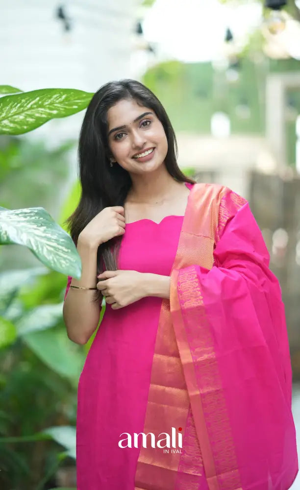 Meera Cotton Salwar - Rani Pink salwar