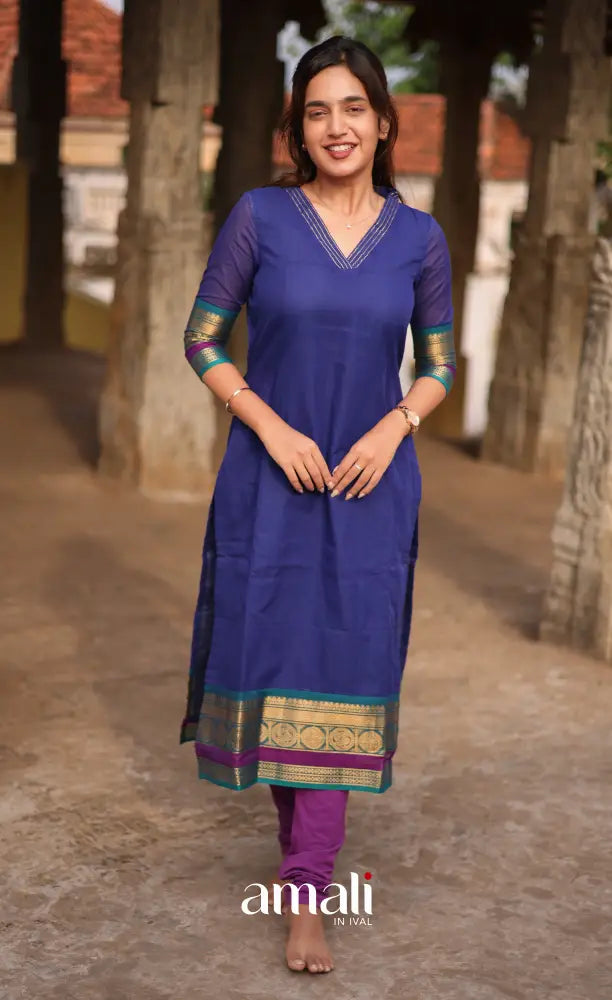 Meera Cotton Salwar - Royal Blue and Teal Blue salwar